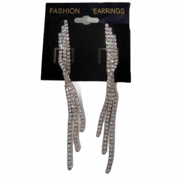 Vintage Post Earrings Triple-strand Rhinestone Twist - Picture 2 of 4